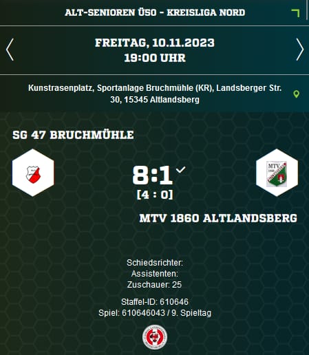 Ü50: Auch gegen den Stadtrivalen SG 47 Bruchmühle nichts zu holen